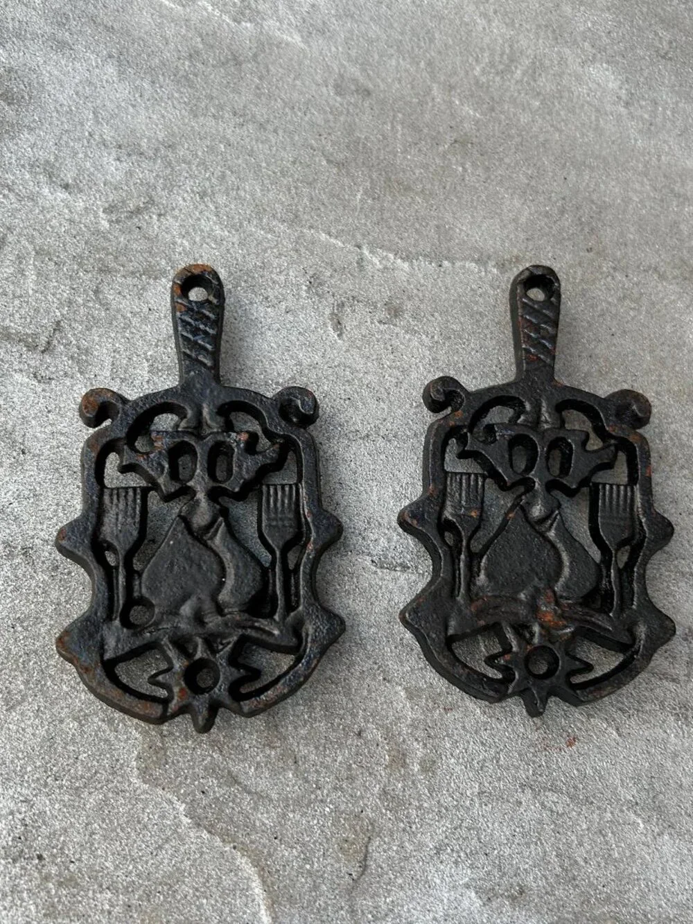 Dutch Black Mini Cast Iron Trivet Potholders Set of 2